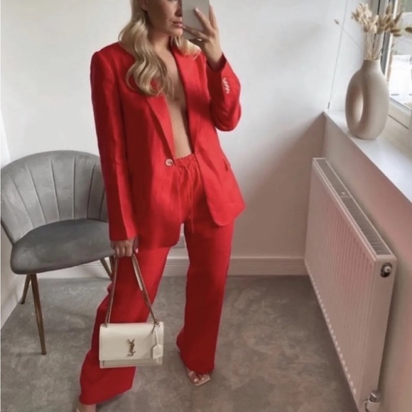 Zara Red Linen Suit - Picture 1 of 4